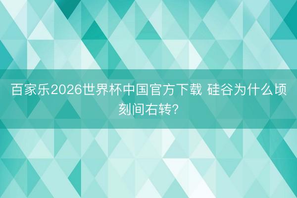百家乐2026世界杯中国官方下载 硅谷为什么顷刻间右转?